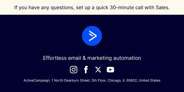 Call to Action Section - ActiveCampaign email component (footer layout)