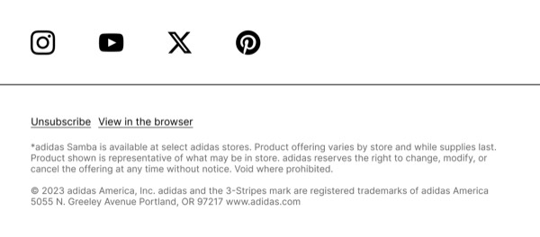 Email Footer Section - Adidas email component (footer layout)
