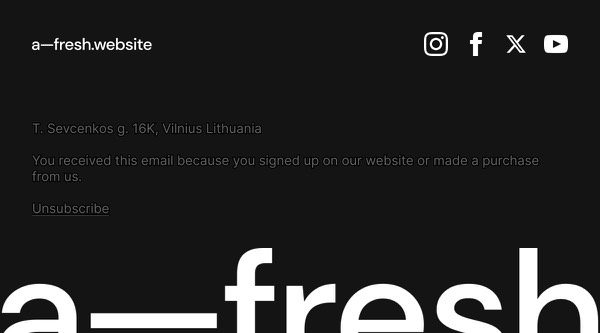 Email Footer Section - Afresh email component (single column layout)
