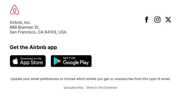 App Download Section - Airbnb email component (single column layout)