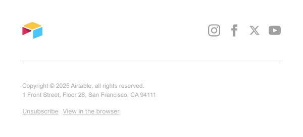 Email Footer Content - Airtable email component (footer layout)