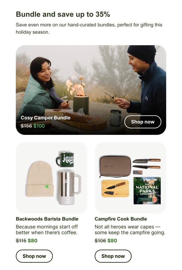 Special Bundles for the Holidays - AllTrails email component (single column layout)