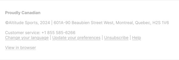 Email Footer Information - Altitude email component (footer layout)