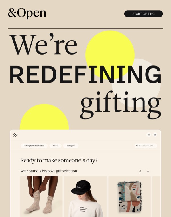 Gift Selection Announcement - And Open email component (two column layout)