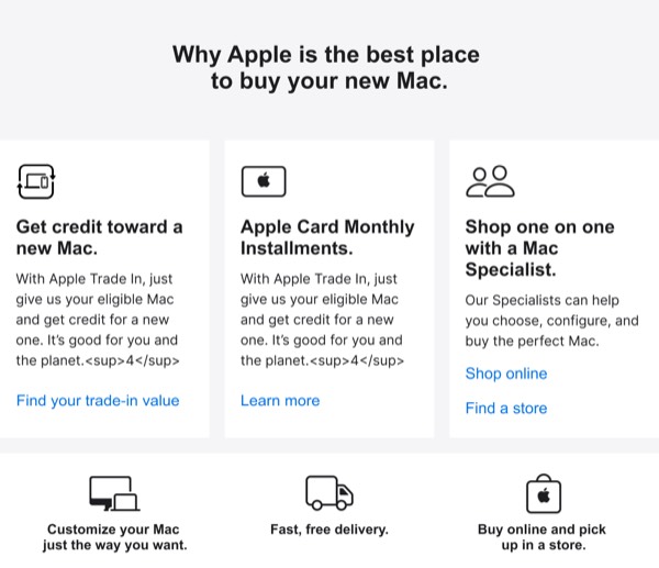 Purchase Options for Mac - Apple email component (single column layout)