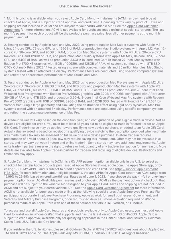 Payment Options and Trade-In - Apple email component (single column layout)