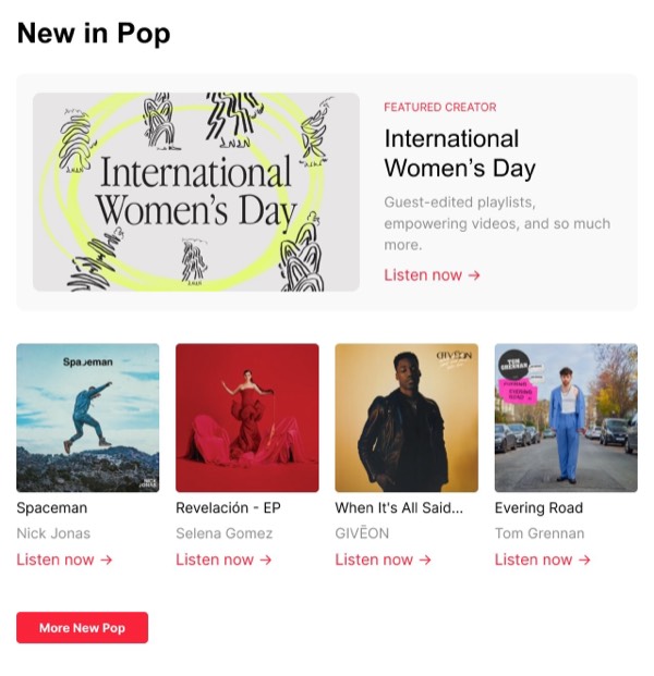 New in Pop - Apple Music email component (grid layout)