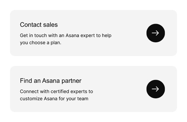 Contact Us Options - Asana email component (two column layout)