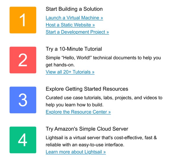 Getting Started with Resources - AWS email component (list layout)