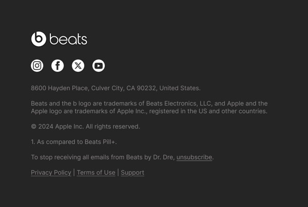 Footer with Contact Info - Beats email component (footer layout)
