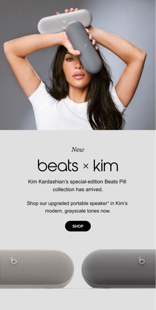 New Beats x Kim Collection - Beats email component (single column layout)