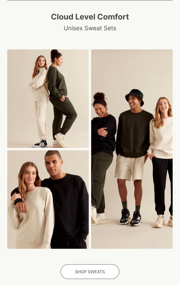 Unisex Sweat Sets - Boody email component (grid layout)