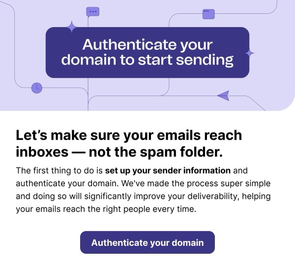 Authenticate Your Domain - Brevo email component (single column layout)