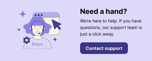 Help and Support Section - Brevo email component (single column layout)