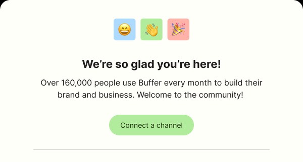 Welcome Email Section - Buffer email component (single column layout)