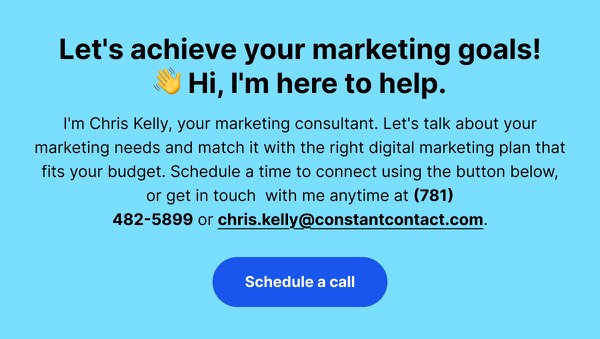 Marketing Help Invitation - Constant Contact email component (single column layout)
