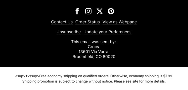 Email Footer - Crocs email component (footer layout)