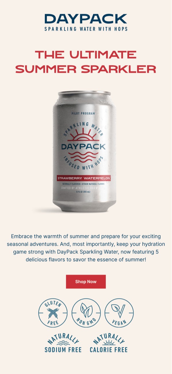 Summer Sparkler Promotion - Daypack email component (single column layout)