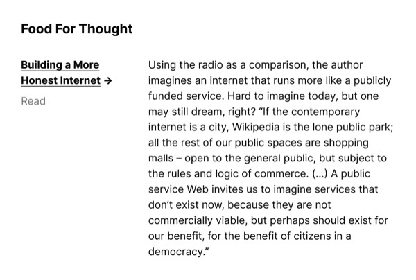 Thought-Provoking Article - Dense Discovery email component (single column layout)