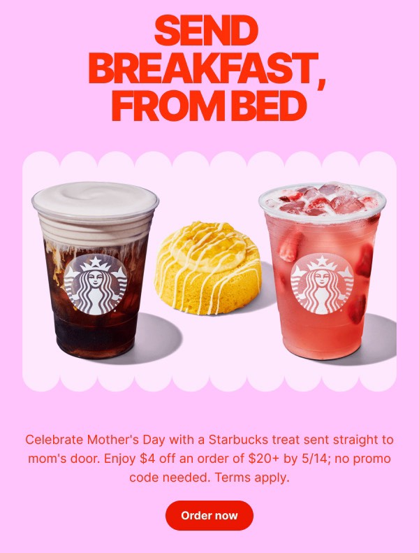 Mother's Day Breakfast Offer - DoorDash email component (single column layout)