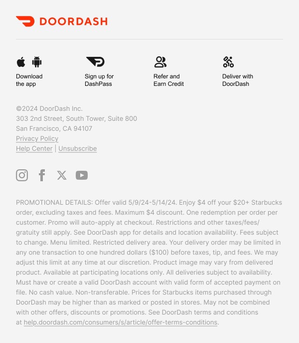 Promotional Email Footer - DoorDash email component (footer layout)