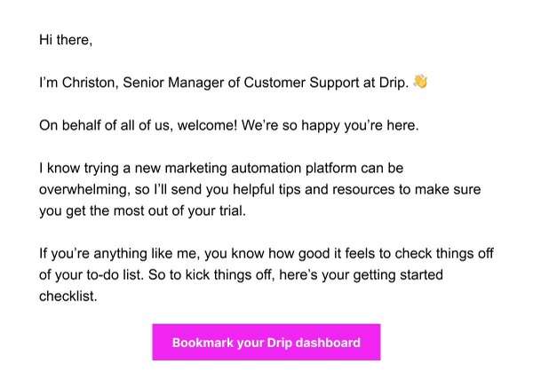 Welcome Email Layout - Drip email component (single column layout)