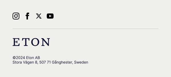 Minimal Email Footer - Eton email component (single column layout)