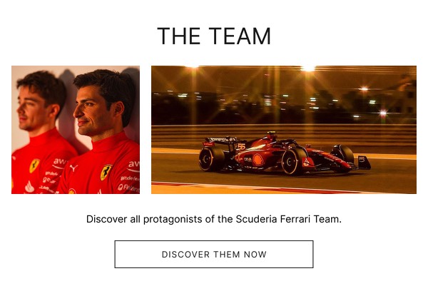 The Team - Ferrari email component (two column layout)