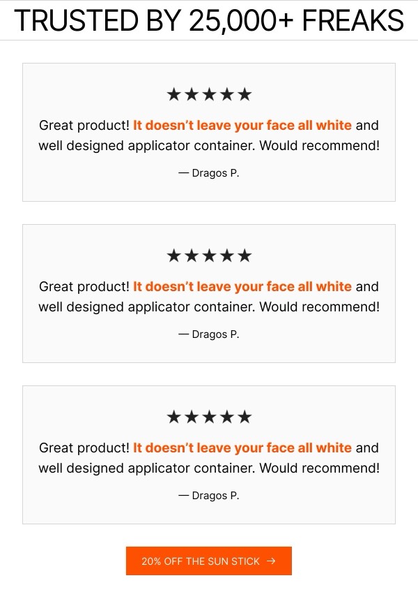 Customer Reviews and Discount - Freaks of Nature email component (single column layout)