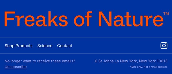 Email Header and Footer - Freaks of Nature email component (single column layout)