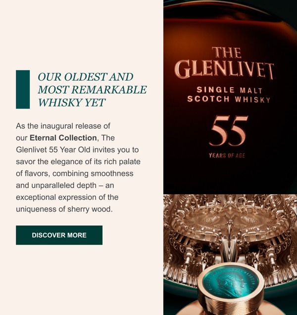 Luxury Whisky Advertisement - The Glenlivet email component (two column layout)