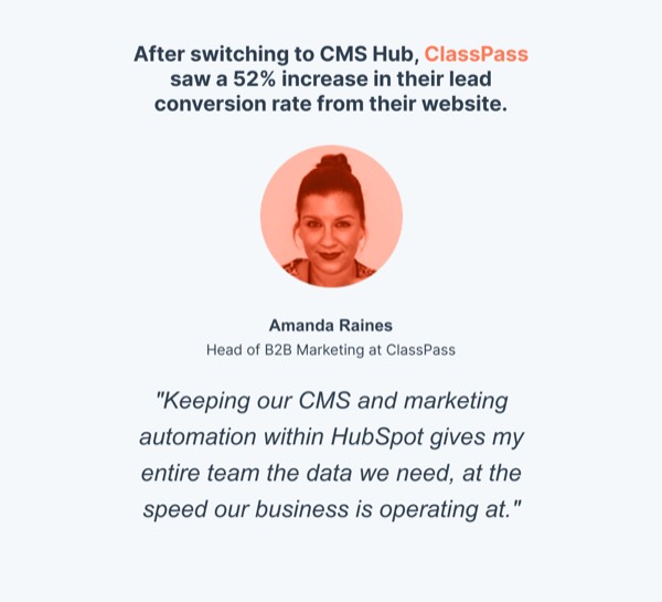 Customer Testimonial - HubSpot email component (single column layout)