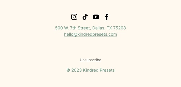 Email Footer Section - Kindred email component (footer layout)