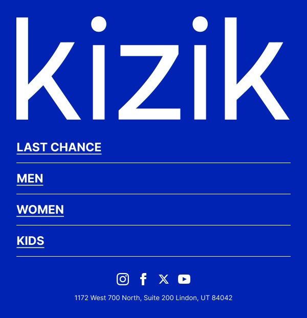 Last Chance Promotions - Kizik email component (single column layout)