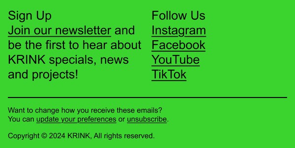 Email Newsletter Signup - Krink email component (single column layout)