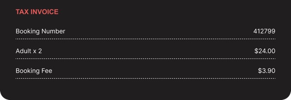 Tax Invoice Display - Lido email component (single column layout)