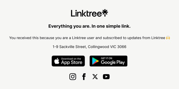 Simple Email Component - Linktree email component (single column layout)