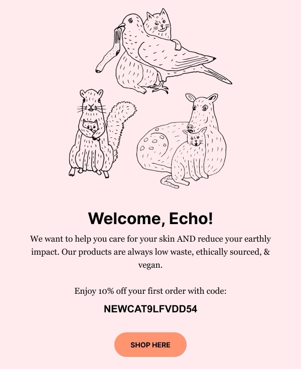 Welcome Email Message - Meow Meow email component (single column layout)
