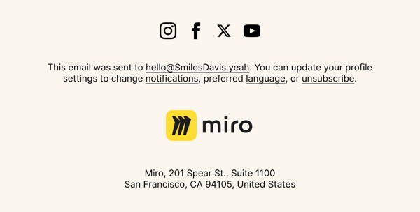 Email Footer Section - Miro email component (footer layout)