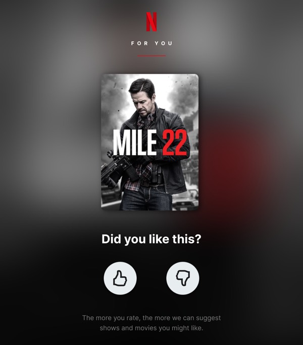 Movie Feedback Request - Netflix email component (single column layout)