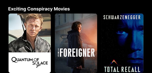 Exciting Conspiracy Movies - Netflix email component (grid layout)