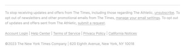 Email Footer - The New York Times email component (footer layout)