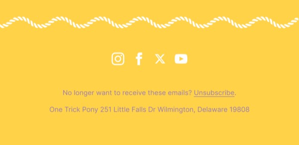 Footer with Social Links - One Trick Pony email component (footer layout)