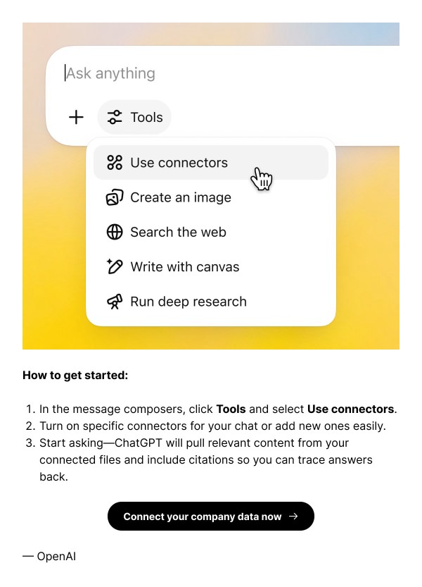 Interactive Tools Overview - OpenAI email component (single column layout)