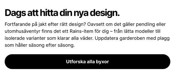 Find Your New Design - Rains email component (single column layout)