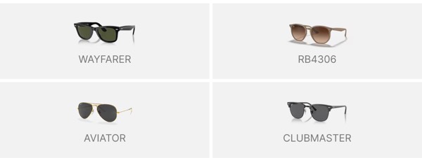 Sunglasses Product Display - Ray-Ban email component (grid layout)