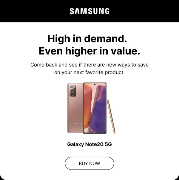 High Demand Product Offer - Samsung email component (single column layout)