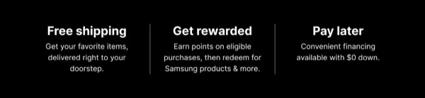 Key Service Highlights - Samsung email component (three column layout)