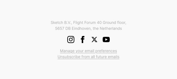 Email Footer Information - Sketch email component (footer layout)