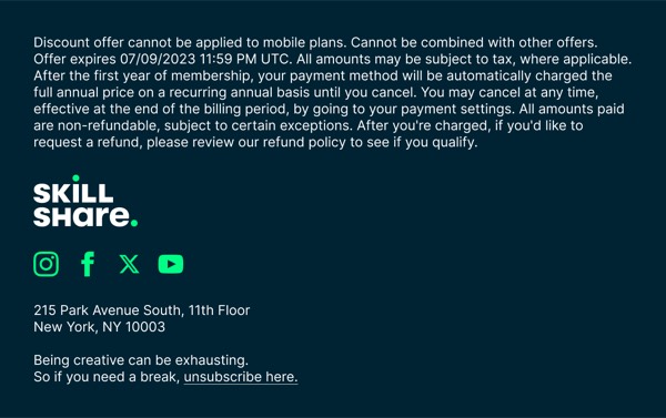 Email Footer Section - Skillshare email component (footer layout)